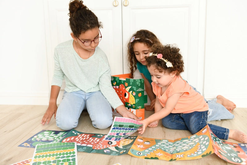 Dinosaurus sticker panorama mozaïek Poppik