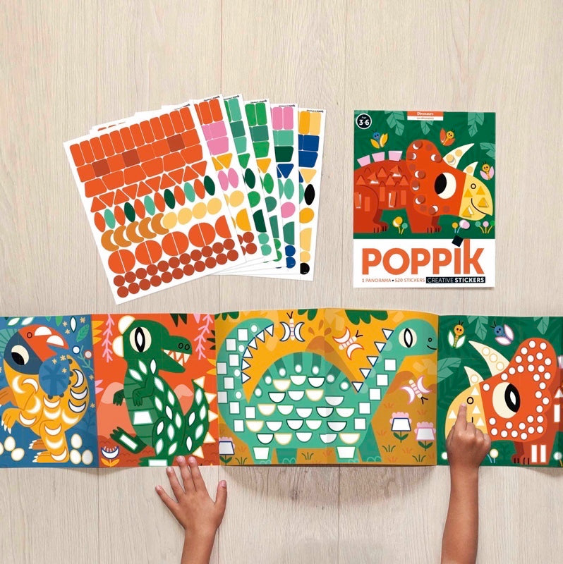 Dinosaurus sticker panorama mozaïek Poppik